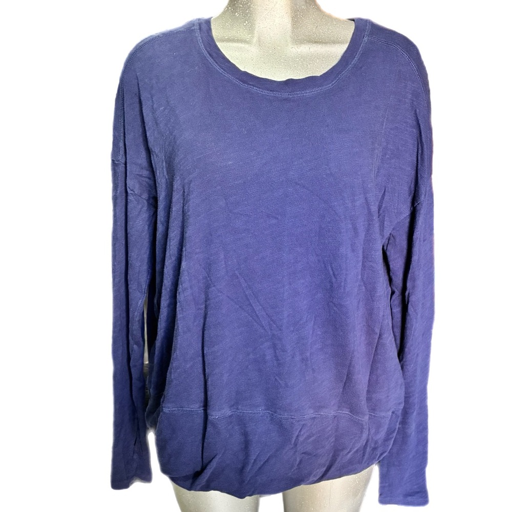 Peruvian Connection Navy Blue Sweatshirt Lounge 100% Cotton Athleisure Sz Large
